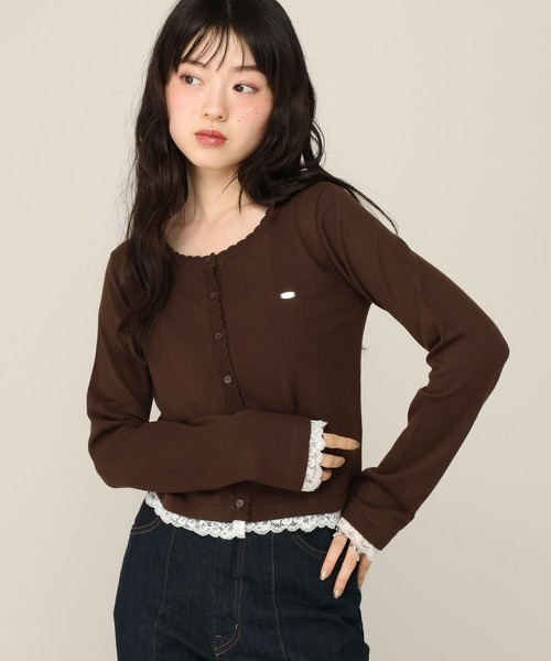 Heather（ヘザー）の「モチーフレースカーディガン　1055390（カーディガン/ボレロ・レディース・ネイビー/イエロー/ピンク/ブラウン・FREE）」の2枚目の写真