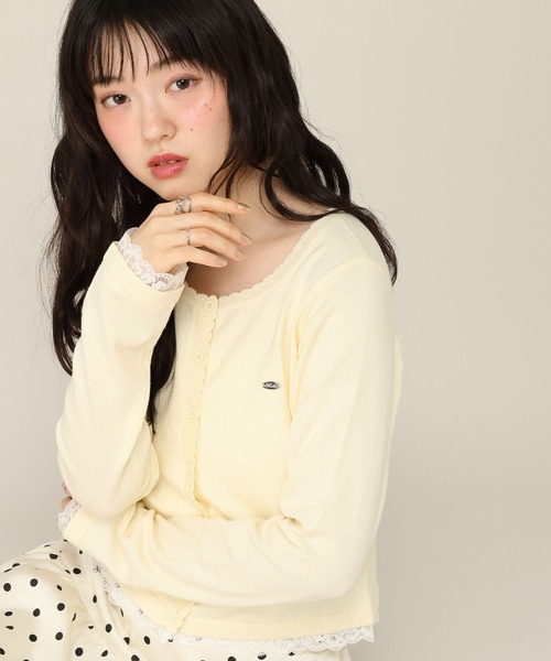 Heather（ヘザー）の「モチーフレースカーディガン　1055390（カーディガン/ボレロ・レディース・ネイビー/イエロー/ピンク/ブラウン・FREE）」の4枚目の写真