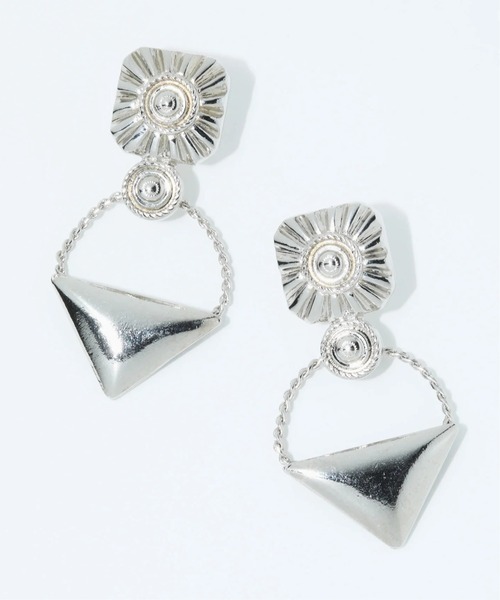 TOGA TOO(トーガトゥ)の「【TOGA TOO/トーガトゥー】Triangle pierced earrings(ピアス(両耳用)・レディース・シルバー/イエロー・FREE)」の1枚目の写真