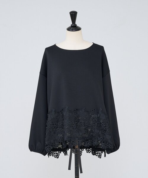 BEARDSLEY(ビアズリー)の「裾レースダンボールカットソー(Tシャツ/カットソー・レディース・ブラック/ホワイト・FREE)」の5枚目の写真