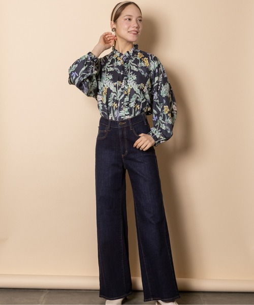 RESPEC(リスペック)の「美脚ワイドフレアデニム(デニムパンツ・レディース・ブルー/ネイビー・MEDIUM)」の14枚目の写真