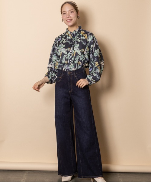 RESPEC(リスペック)の「美脚ワイドフレアデニム(デニムパンツ・レディース・ブルー/ネイビー・MEDIUM)」の16枚目の写真