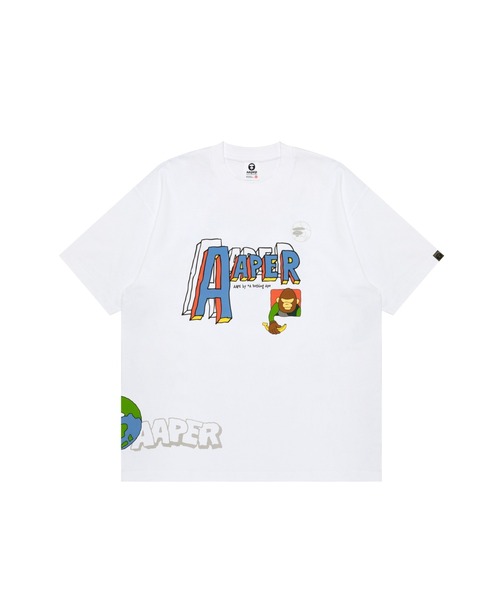 AAPE BY A BATHING APE(エーエイプバイアベイシングエイプ)の「AAPER "Peace" TEE(Tシャツ/カットソー・メンズ・ホワイト・MEDIUM/LARGE/X-LARGE/SMALL)」の1枚目の写真