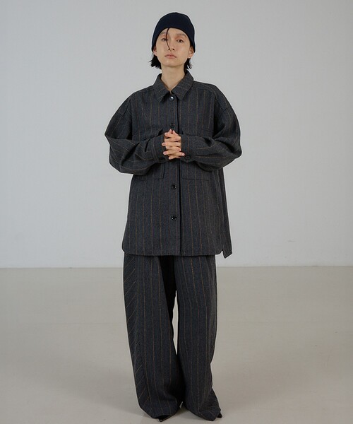 NOMINE(ノミネ)の「【セットアップ対応】カルゼ/ストライプ タックワイドパンツ(その他パンツ・レディース・ブラック/グレー/ブラウン・S/M)」の9枚目の写真
