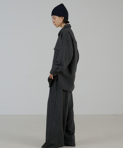 NOMINE(ノミネ)の「【セットアップ対応】カルゼ/ストライプ タックワイドパンツ(その他パンツ・レディース・ブラック/グレー/ブラウン・S/M)」の11枚目の写真