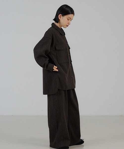NOMINE(ノミネ)の「【セットアップ対応】カルゼ/ストライプ タックワイドパンツ(その他パンツ・レディース・ブラック/グレー/ブラウン・S/M)」の13枚目の写真