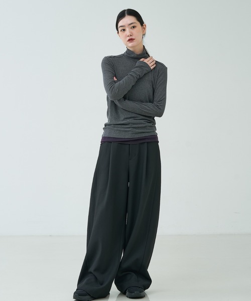 NOMINE(ノミネ)の「【セットアップ対応】カルゼ/ストライプ タックワイドパンツ(その他パンツ・レディース・ブラック/グレー/ブラウン・S/M)」の5枚目の写真