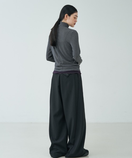 NOMINE(ノミネ)の「【セットアップ対応】カルゼ/ストライプ タックワイドパンツ(その他パンツ・レディース・ブラック/グレー/ブラウン・S/M)」の6枚目の写真