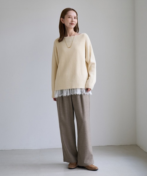 ROPE' PICNIC(ロペピクニック)の「スフレニット ボートネックプルオーバー(ニット/セーター・レディース・ライトグレー/ダークブラウン/サックスブルー/ピンク/オレンジ/クリーム/キナリ・FREE)」の13枚目の写真