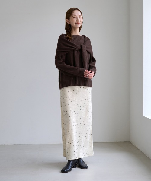 ROPE' PICNIC(ロペピクニック)の「スフレニット ボートネックプルオーバー(ニット/セーター・レディース・ライトグレー/ダークブラウン/サックスブルー/ピンク/オレンジ/クリーム/キナリ・FREE)」の19枚目の写真