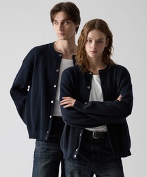 【CLEL】Basic Rib Knit Crew-Neck Cardigan / ベーシック 畦編みクルーネックカーディガン