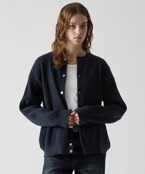 CLEL(クレイル)の「【CLEL】Basic Rib Knit Crew-Neck Cardigan / ベーシック 畦編みクルーネックカーディガン(カーディガン/ボレロ・メンズ・ブラック/杢グレー/ネイビー/レッド・XS/M/S/L)」の12枚目の写真