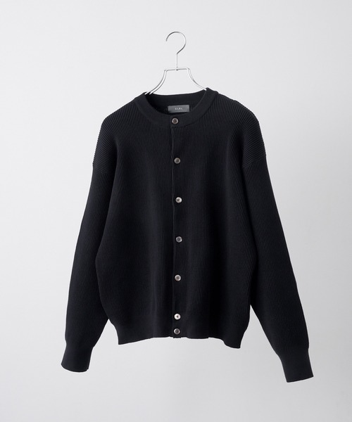 CLEL(クレイル)の「【CLEL】Basic Rib Knit Crew-Neck Cardigan / ベーシック 畦編みクルーネックカーディガン(カーディガン/ボレロ・メンズ・ブラック/杢グレー/ネイビー/レッド・XS/M/S/L)」の5枚目の写真
