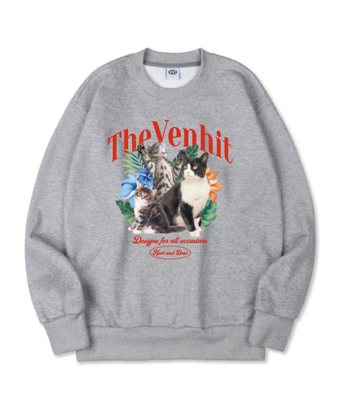 VENHIT(ベンヒット)の「キャッツ特洋面マンツーマン_B1(スウェット・レディース・ホワイト/チャコールグレー/ライトグレー/ブラック/ライトホワイト/ライトグリーン/ミント/クリアブラック/ライトパープル/バイオレット/チャコール・MEDIUM/LARGE/X-LARGE/2XL/4XL/3XL)」の6枚目の写真
