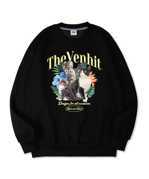 VENHIT(ベンヒット)の「キャッツ特洋面マンツーマン_B1(スウェット・レディース・ホワイト/チャコールグレー/ライトグレー/ブラック/ライトホワイト/ライトグリーン/ミント/クリアブラック/ライトパープル/バイオレット/チャコール・MEDIUM/LARGE/X-LARGE/2XL/4XL/3XL)」の4枚目の写真