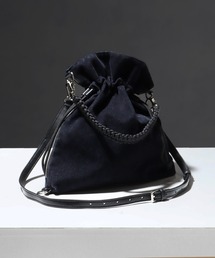 welise（ウェライズ）の「【welise×ADAMPATEK】faded flockey denim drawstring minibag フェードフロッキーデニム 巾着バッグ（ショルダーバッグ）」