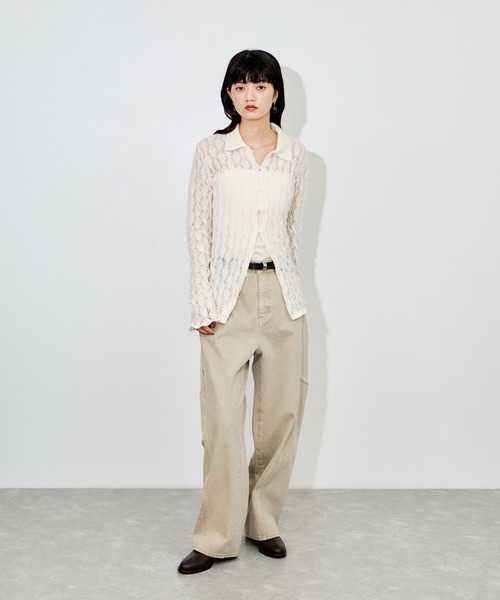 ADAM ET ROPE'（アダムエロペ）の「ワークデニムパンツ（デニムパンツ・レディース・ネイビー/ホワイト系その他7・36/38）」の3枚目の写真
