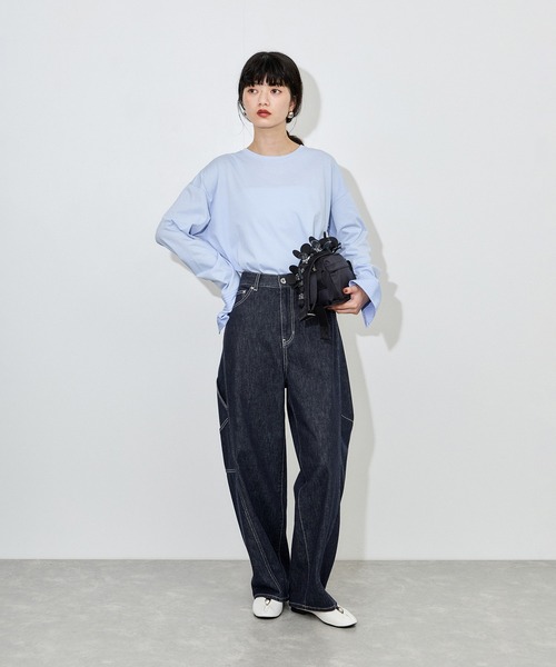 ADAM ET ROPE'（アダムエロペ）の「ワークデニムパンツ（デニムパンツ・レディース・ネイビー/ホワイト系その他7・36/38）」の4枚目の写真