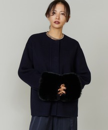 ファー付きクルーネックリバーコート