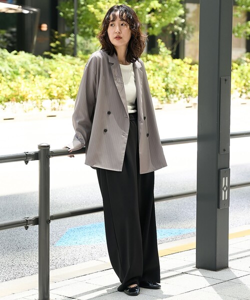 RONEL(ロネル)の「【RONEL】(ストレッチ・防しわ)カットジョーゼットイージーパンツ(スラックス・レディース・ブラック/ダークグレー・L/S/M)」の3枚目の写真