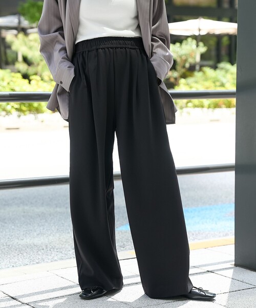 RONEL(ロネル)の「【RONEL】(ストレッチ・防しわ)カットジョーゼットイージーパンツ(スラックス・レディース・ブラック/ダークグレー・L/S/M)」の5枚目の写真