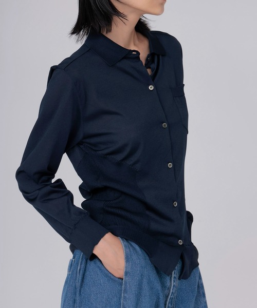 ODAKHA(オダカ)の「【ODAKHA/オダカ】Air Frame Shirt(ニット/セーター・レディース・ネイビー・38)」の1枚目の写真