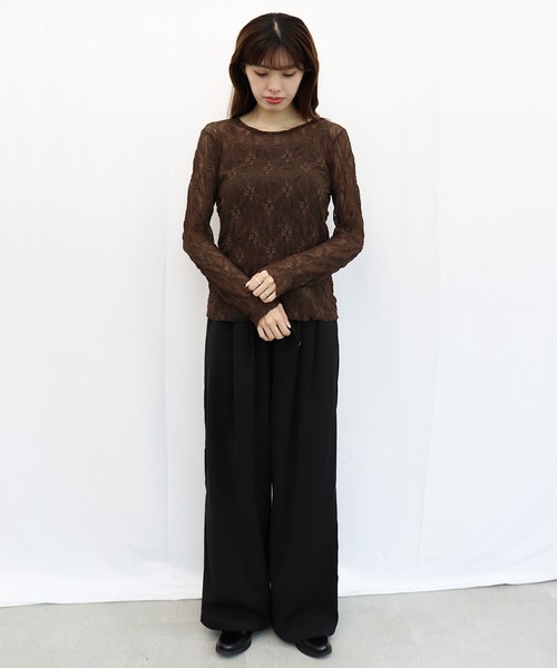 BONLECILL(ボンルシール)の「ぽこぽこフラワーレースインナープルオーバー(Tシャツ/カットソー・レディース・ブラウン/ブラック/アイボリー・FREE)」の16枚目の写真