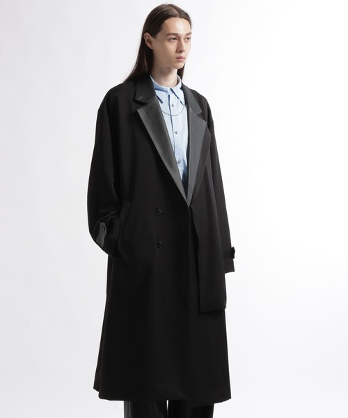 HARE（ハレ）の「【合成皮革】レザーキリカエレイヤードコート(HARE)（チェスターコート・メンズ・ベージュ/ブラック・SMALL/MEDIUM）」の9枚目の写真