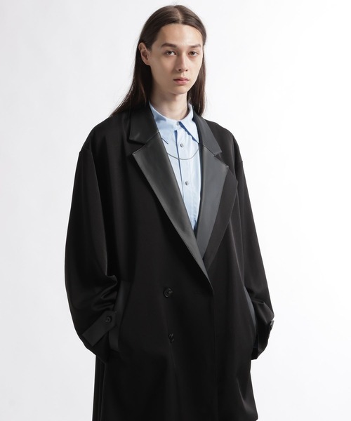 HARE（ハレ）の「【合成皮革】レザーキリカエレイヤードコート(HARE)（チェスターコート・メンズ・ベージュ/ブラック・SMALL/MEDIUM）」の10枚目の写真