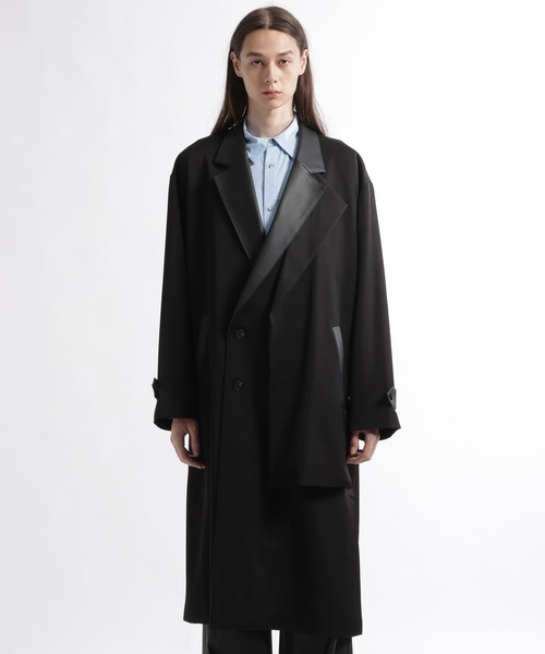 HARE（ハレ）の「【合成皮革】レザーキリカエレイヤードコート(HARE)（チェスターコート・メンズ・ベージュ/ブラック・SMALL/MEDIUM）」の14枚目の写真
