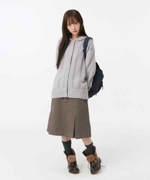 OHESHIO(オヘシオ)の「パンチングラウンドカラーカーディガン ライトグレー(カーディガン/ボレロ・レディース・その他・FREE)」の4枚目の写真