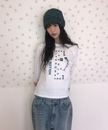 セミクロップド days 長袖Tシャツ [ホワイト]