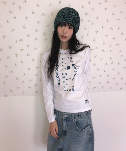 SEW-B（ソービー）の「セミクロップド days 長袖Tシャツ [ホワイト]（Tシャツ/カットソー・レディース・その他・FREE）」の3枚目の写真