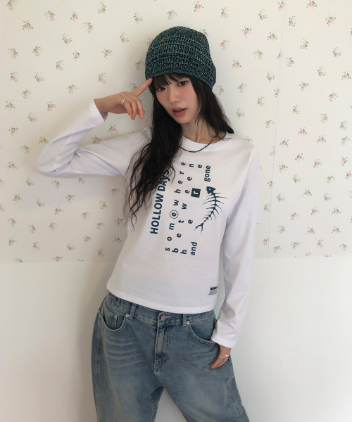 SEW-B（ソービー）の「セミクロップド days 長袖Tシャツ [ホワイト]（Tシャツ/カットソー・レディース・その他・FREE）」の4枚目の写真