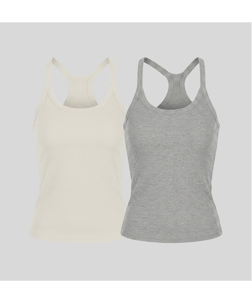 RITZYSEOUL（リッジソウル）の「[2PACK] カップ内蔵_アクティブノースリーブ（Tシャツ/カットソー・レディース・ホワイト/ホワイト系その他2/ホワイト系その他3/ホワイト系その他4/ホワイト系その他5/ホワイト系その他6/ホワイト系その他7/アイボリー/アイボリー系1/アイボリー系2/アイボリー系3/アイボリー系4/アイボリー系6/ライトグレー/グレー系その他2/グレー系その他3/グレー系その他4/グレー系その他5/ダークグレー/グレー系2/グレー系3/グレー系4/ブラック×ブラック/ブラック×ブルー/オリーブ×ブラック/ネイビー/ネイビー系1/オリーブ・SMALL/MEDIUM/LARGE）」の20枚目の写真