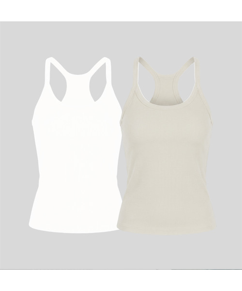 RITZYSEOUL（リッジソウル）の「[2PACK] カップ内蔵_アクティブノースリーブ（Tシャツ/カットソー・レディース・ホワイト/ホワイト系その他2/ホワイト系その他3/ホワイト系その他4/ホワイト系その他5/ホワイト系その他6/ホワイト系その他7/アイボリー/アイボリー系1/アイボリー系2/アイボリー系3/アイボリー系4/アイボリー系6/ライトグレー/グレー系その他2/グレー系その他3/グレー系その他4/グレー系その他5/ダークグレー/グレー系2/グレー系3/グレー系4/ブラック×ブラック/ブラック×ブルー/オリーブ×ブラック/ネイビー/ネイビー系1/オリーブ・SMALL/MEDIUM/LARGE）」の3枚目の写真