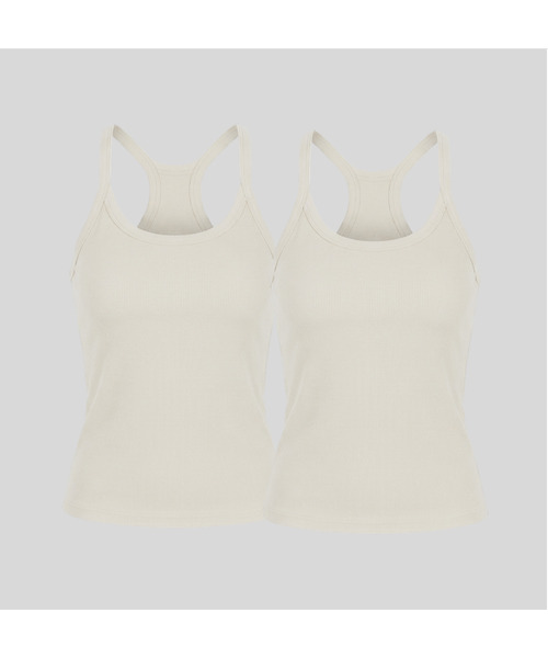 RITZYSEOUL（リッジソウル）の「[2PACK] カップ内蔵_アクティブノースリーブ（Tシャツ/カットソー・レディース・ホワイト/ホワイト系その他2/ホワイト系その他3/ホワイト系その他4/ホワイト系その他5/ホワイト系その他6/ホワイト系その他7/アイボリー/アイボリー系1/アイボリー系2/アイボリー系3/アイボリー系4/アイボリー系6/ライトグレー/グレー系その他2/グレー系その他3/グレー系その他4/グレー系その他5/ダークグレー/グレー系2/グレー系3/グレー系4/ブラック×ブラック/ブラック×ブルー/オリーブ×ブラック/ネイビー/ネイビー系1/オリーブ・SMALL/MEDIUM/LARGE）」の2枚目の写真