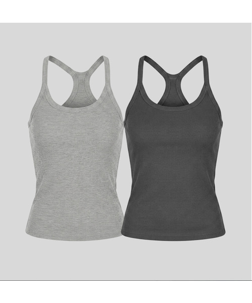 RITZYSEOUL（リッジソウル）の「[2PACK] カップ内蔵_アクティブノースリーブ（Tシャツ/カットソー・レディース・ホワイト/ホワイト系その他2/ホワイト系その他3/ホワイト系その他4/ホワイト系その他5/ホワイト系その他6/ホワイト系その他7/アイボリー/アイボリー系1/アイボリー系2/アイボリー系3/アイボリー系4/アイボリー系6/ライトグレー/グレー系その他2/グレー系その他3/グレー系その他4/グレー系その他5/ダークグレー/グレー系2/グレー系3/グレー系4/ブラック×ブラック/ブラック×ブルー/オリーブ×ブラック/ネイビー/ネイビー系1/オリーブ・SMALL/MEDIUM/LARGE）」の13枚目の写真