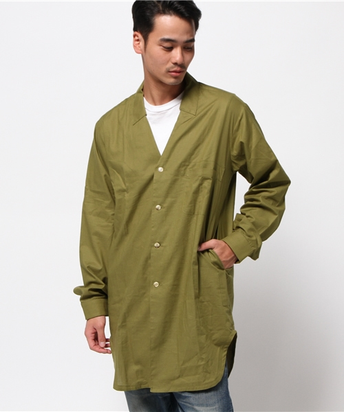 HOUSE OF THE VERY ISLAND'S（ハウスオブザベリーアイランズ）の「【house of the very island's】ハウス SHIRT COAT WITH V NECK（シャツ/ブラウス・メンズ・ホワイト/オリーブ・MEDIUM）」の12枚目の写真