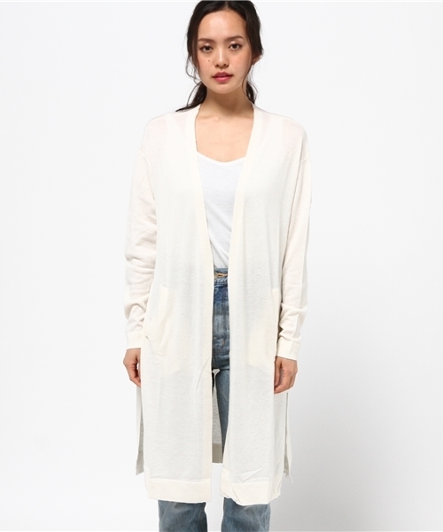 MOUSSY（マウジー）の「Silkmix L/CDK（カーディガン/ボレロ・レディース・クリアレッド/トップグレー/オフホワイト/ライトグリーン・FREE）」の5枚目の写真