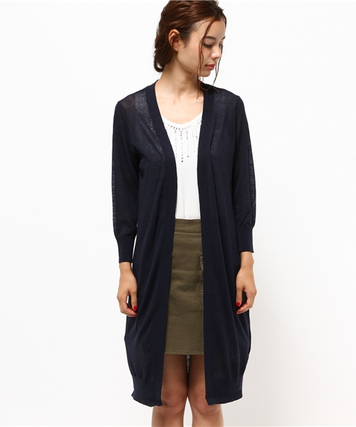 LBC（エルビーシー）の「14Gアクリルコットンナイロンロングカーディガン（カーディガン/ボレロ・レディース・ベージュ/ネイビー・LARGE/MEDIUM）」の5枚目の写真