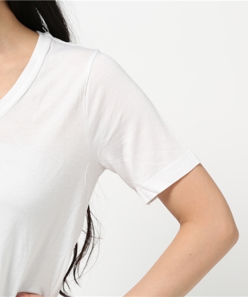 VINCE(ヴィンス)の「VINCE Vネック 裾シフォンTシャツ◆(Tシャツ/カットソー・レディース・ホワイト系その他/ネイビー・36/34)」の10枚目の写真