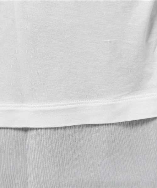 VINCE(ヴィンス)の「VINCE Vネック 裾シフォンTシャツ◆(Tシャツ/カットソー・レディース・ホワイト系その他/ネイビー・36/34)」の4枚目の写真
