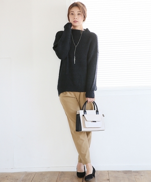 LEPSIM（レプシィム）の「★美脚パンツ★ポリエステルレーヨンポリウレタンタックムジパンツ　725475（その他パンツ・レディース・キャメル/ネイビー/ブラック/グレー・MEDIUM/SMALL/LARGE）」の14枚目の写真