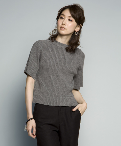 PLAIN CLOTHING（プレーンクロージング）の「S/Sニットカットソー【PLAIN CLOTHING】（Tシャツ/カットソー・レディース・ブラック/ホワイト/バーガンディー/グレー・FREE）」の3枚目の写真