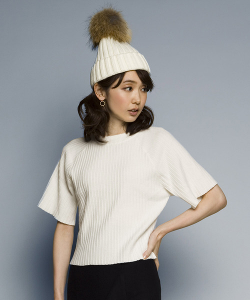 PLAIN CLOTHING（プレーンクロージング）の「S/Sニットカットソー【PLAIN CLOTHING】（Tシャツ/カットソー・レディース・ブラック/ホワイト/バーガンディー/グレー・FREE）」の2枚目の写真