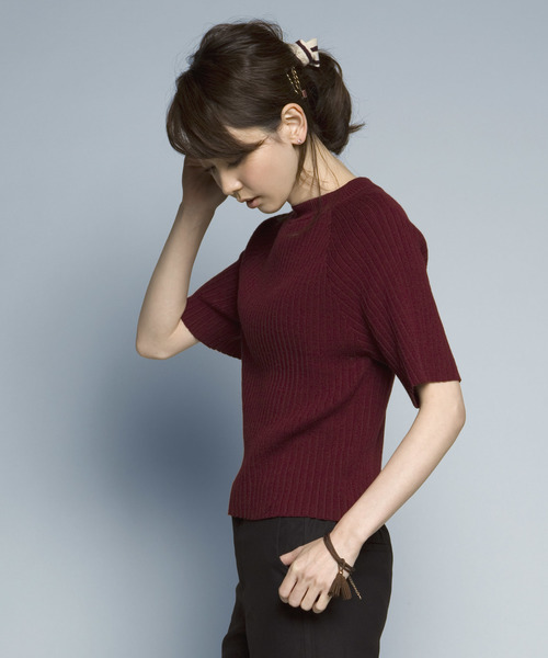 PLAIN CLOTHING（プレーンクロージング）の「S/Sニットカットソー【PLAIN CLOTHING】（Tシャツ/カットソー・レディース・ブラック/ホワイト/バーガンディー/グレー・FREE）」の10枚目の写真