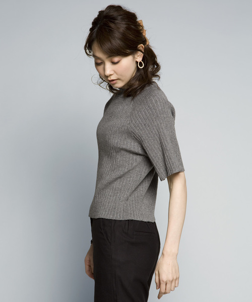 PLAIN CLOTHING（プレーンクロージング）の「S/Sニットカットソー【PLAIN CLOTHING】（Tシャツ/カットソー・レディース・ブラック/ホワイト/バーガンディー/グレー・FREE）」の13枚目の写真