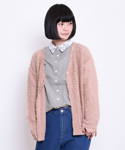 POU DOU DOU（プードゥドゥ）の「ループ編みカーディガン（カーディガン/ボレロ・レディース・アイボリー/ピンク/ダークグレー・3）」の3枚目の写真