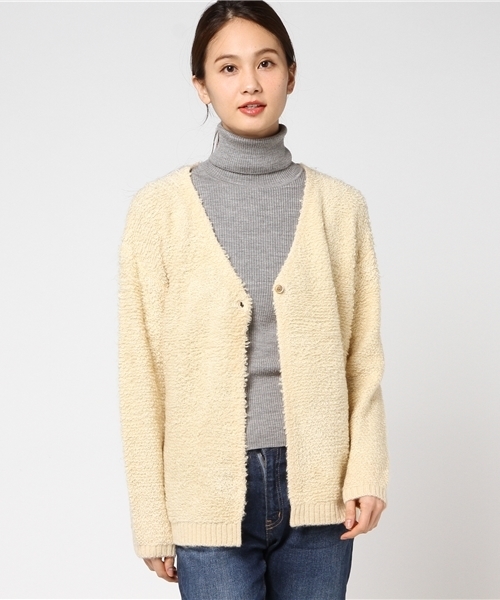 POU DOU DOU（プードゥドゥ）の「ループ編みカーディガン（カーディガン/ボレロ・レディース・アイボリー/ピンク/ダークグレー・3）」の2枚目の写真